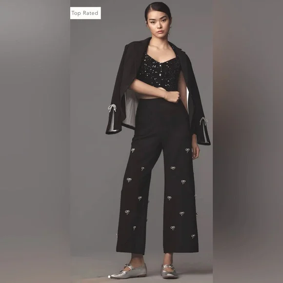 3-The Colette Cropped Wide-Leg Pants by Maeve: Bow Edition - Picture 7 of 7